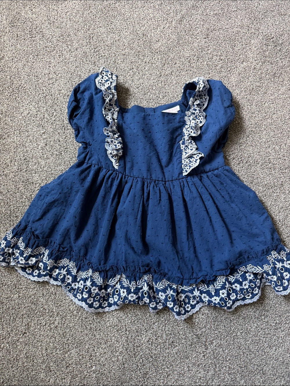 Shabby Chic Navy Blue Eyelet Ruffle Baby/Toddler Top